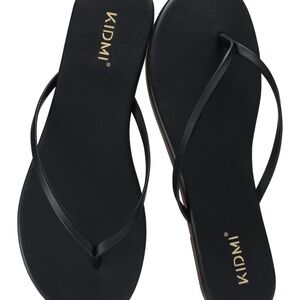 Women's Black Slim-Strap Flip Flop Sandals